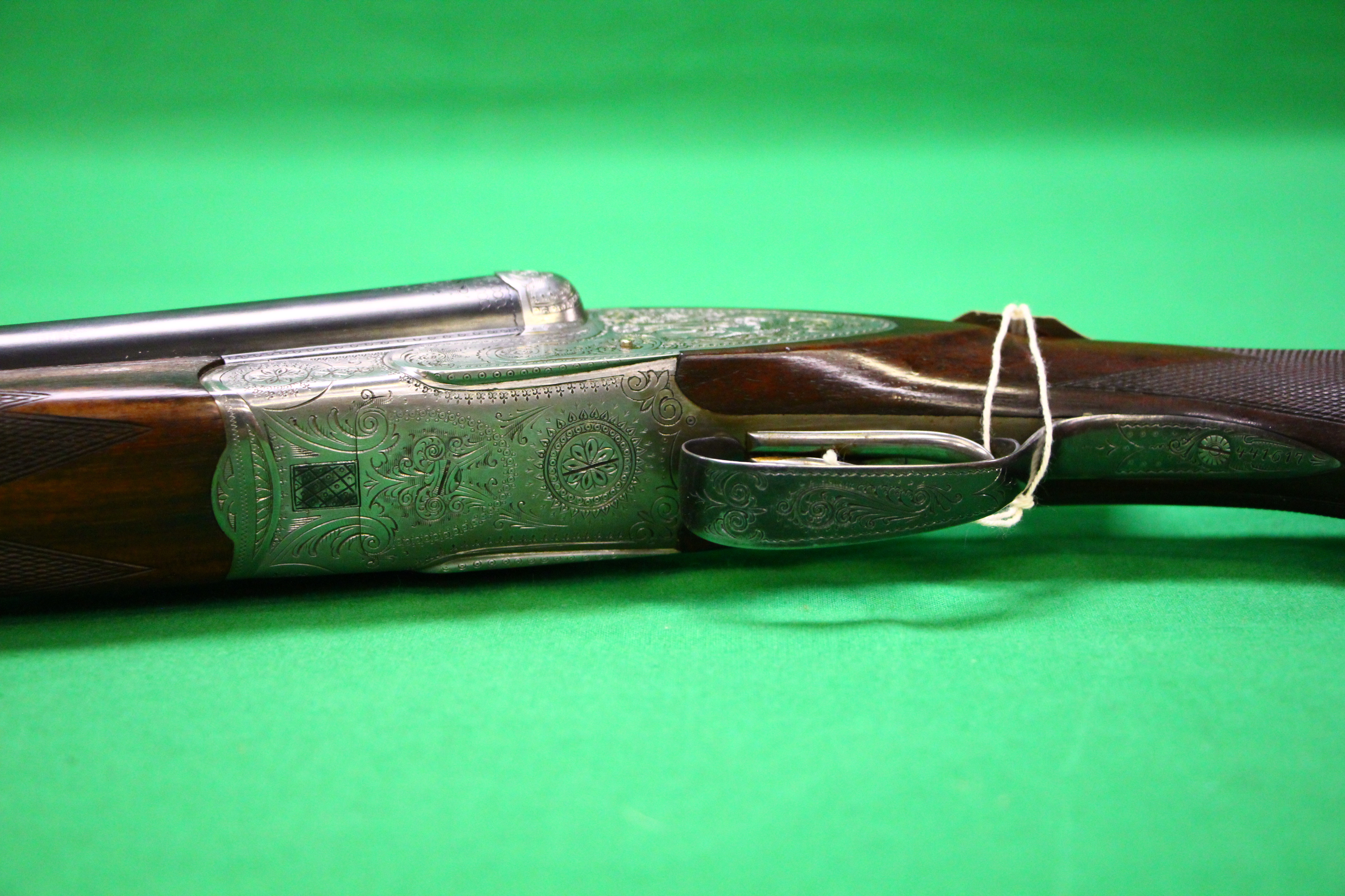 A 12 BORE HAENEL SIDE BY SIDE SHOTGUN SIDE LOCK, EJECTOR, 28. - Image 9 of 12