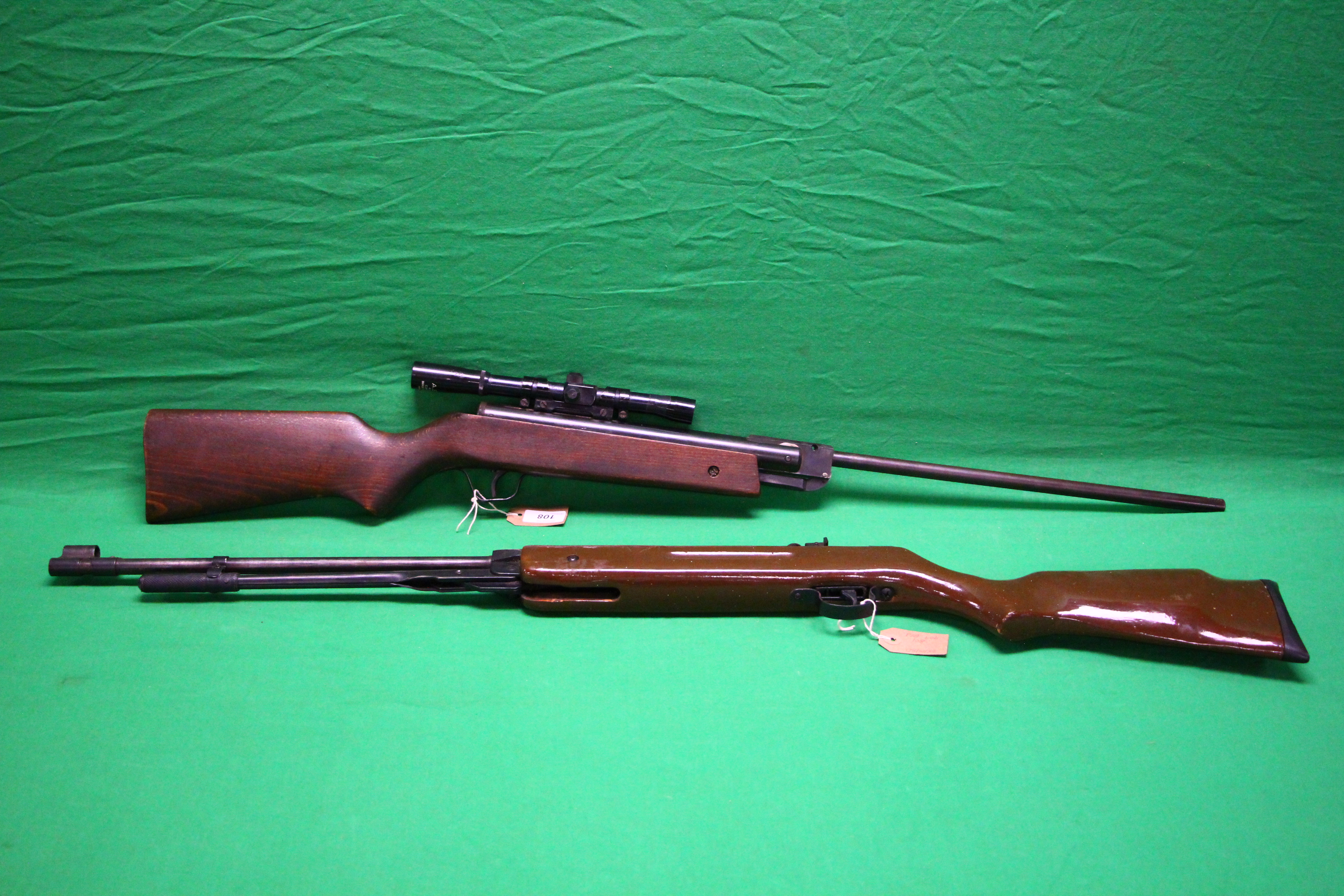 TWO VINTAGE AIR RIFLES TO INCLUDE .22 SNOW PEAK UNDERLEVER AND A HUNGARIAN .