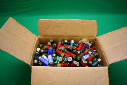 BOX CONTAINING 350+ MIXED LOOSE 12 GAUGE SHOTGUN CARTRIDGES - (TO BE COLLECTED IN PERSON BY LICENCE