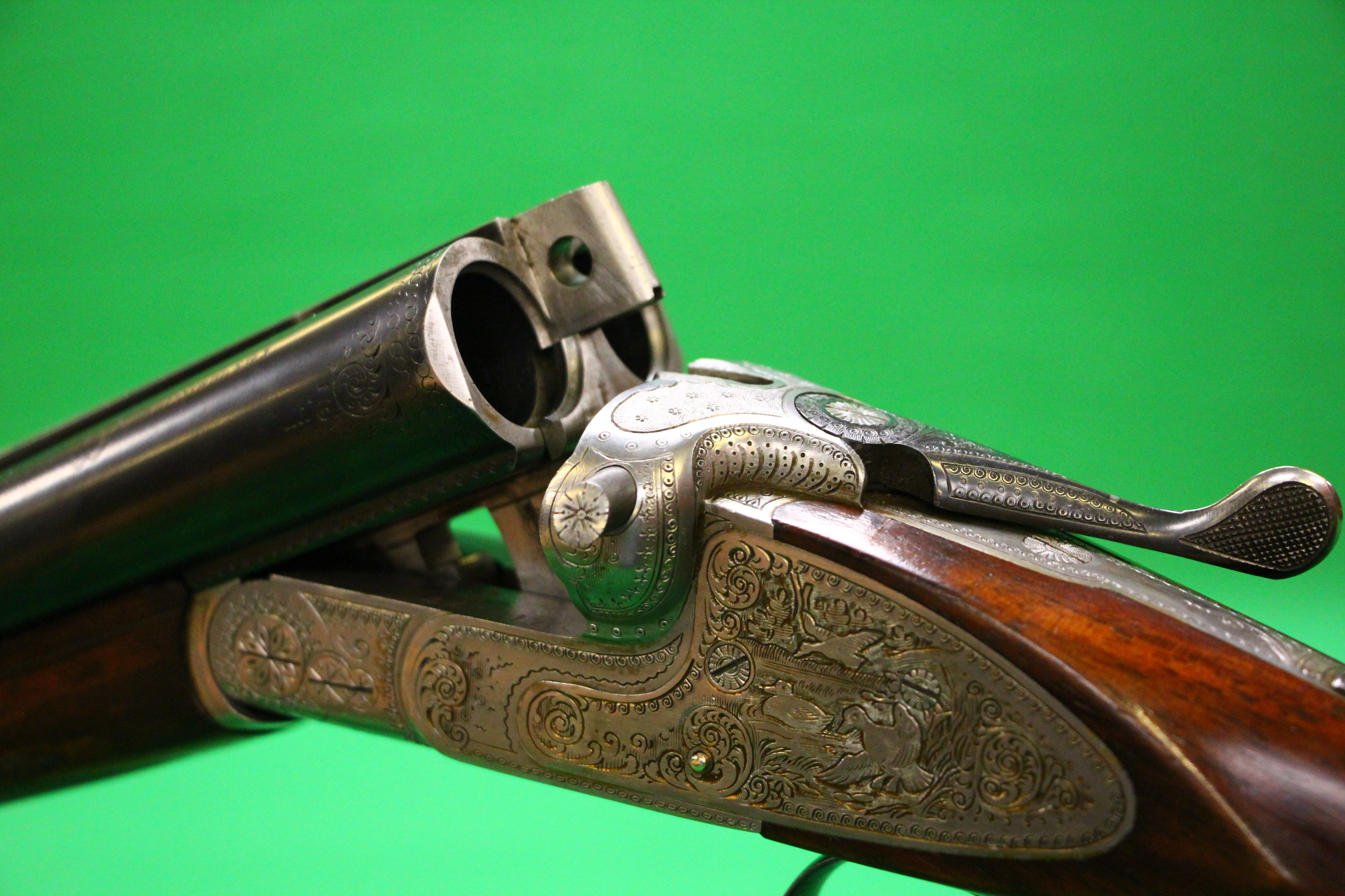 A 12 BORE HAENEL SIDE BY SIDE SHOTGUN SIDE LOCK, EJECTOR, 28. - Image 11 of 12