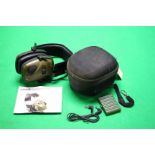 A PAIR OF AWESAFE COMFORTABLE FOCUS ELECTRONIC EAR DEFENDERS IN CASE