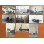 SUFFOLK: LOWESTOFT: RP POSTCARDS DEPICTING VARIOUS SUNKEN OR SHIPWRECKED TRAWLERS,