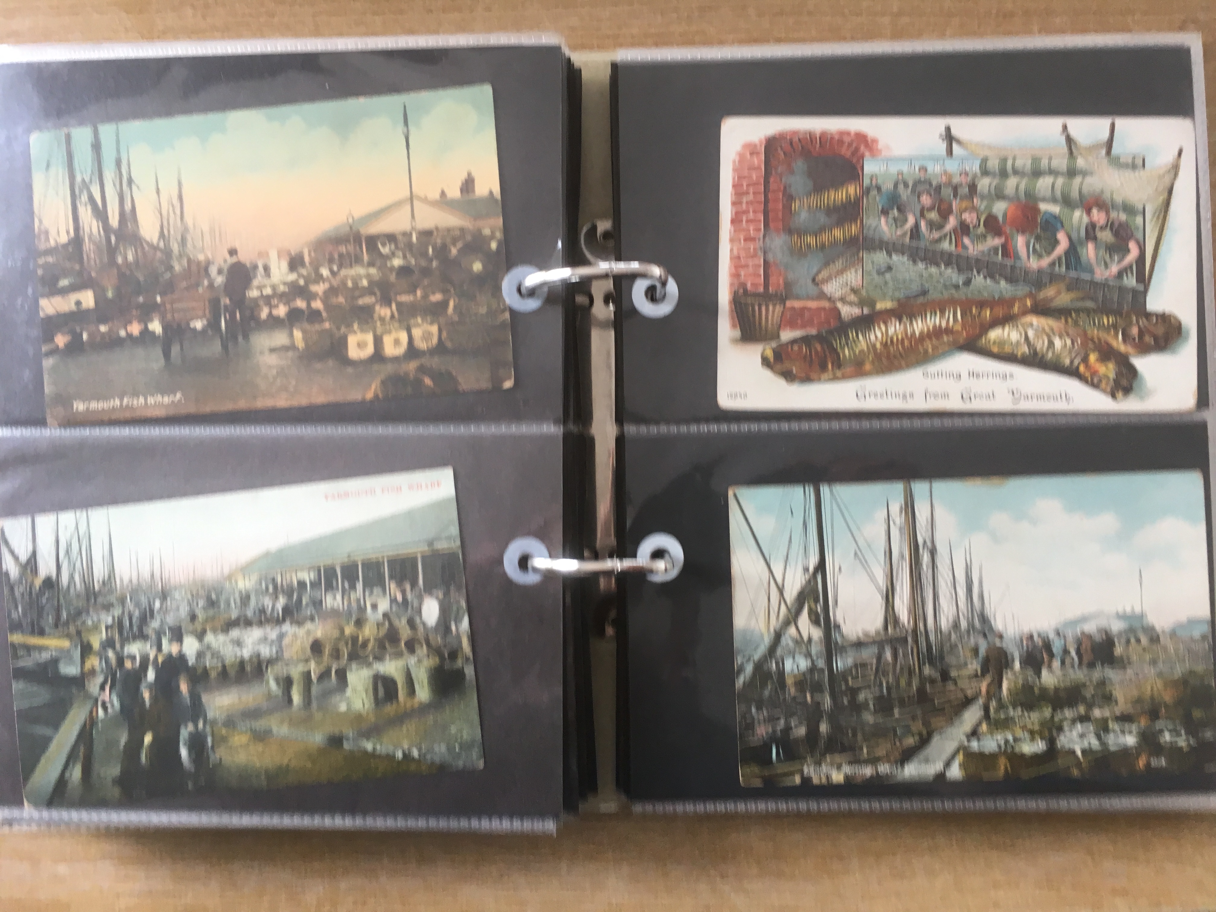 NORFOLK: TWO ALBUMS WITH A COLLECTION OF YARMOUTH AND GORLESTON FISHING INDUSTRY POSTCARDS, HARBOUR, - Image 9 of 12