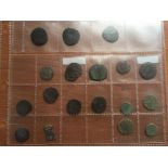 A SELECTION OF METAL DETECTOR FINDS WITH ROMAN, HAMMERED LONG CROSS PENNIES, ETC.