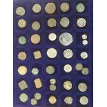 SAFE COIN TRAY WITH A COLLECTION ANCIENT INDIAN AND SIMILAR COINS INCLUDING SILVER