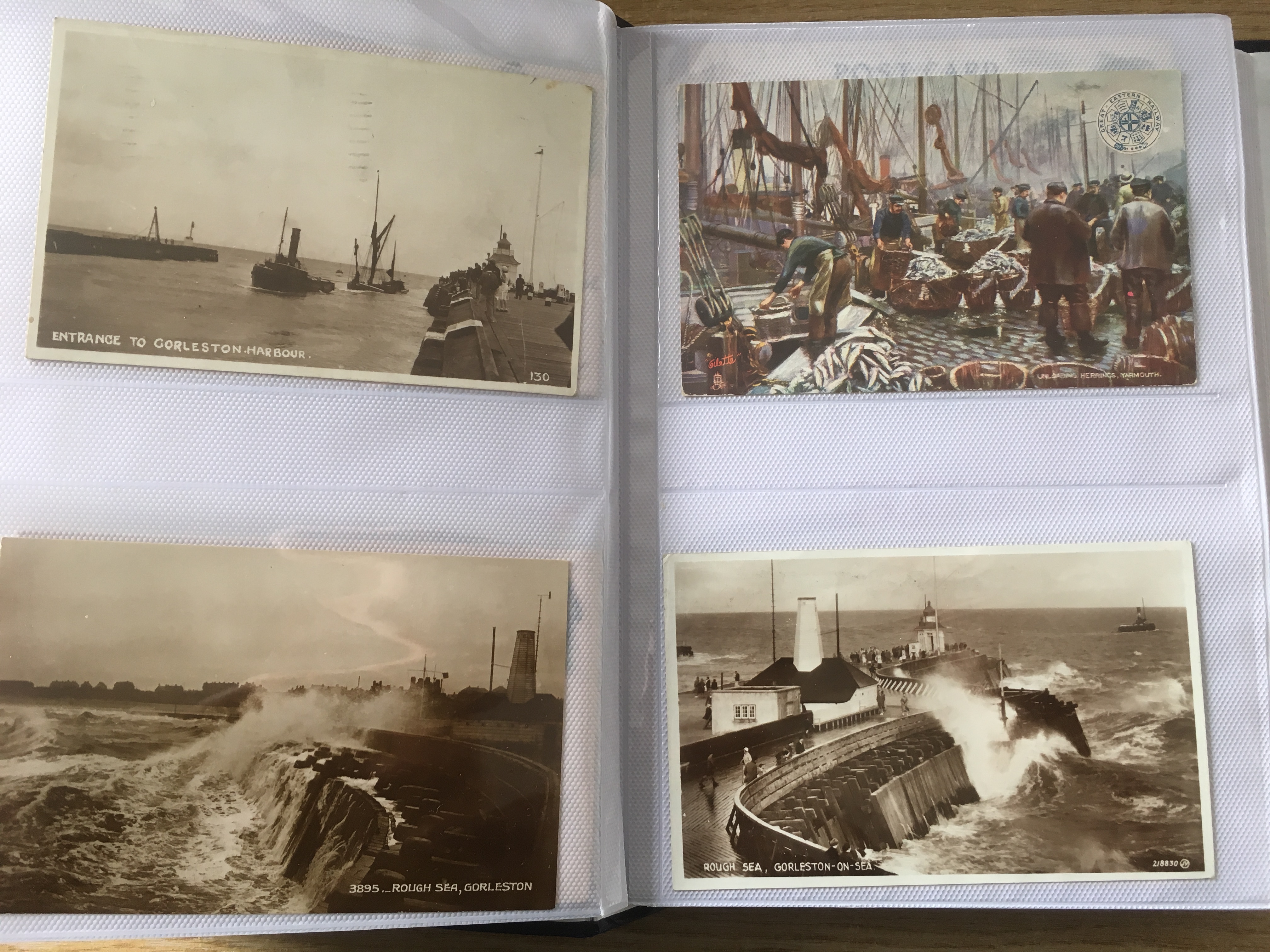 NORFOLK: TWO ALBUMS WITH A COLLECTION OF YARMOUTH AND GORLESTON FISHING INDUSTRY POSTCARDS, HARBOUR, - Image 2 of 12