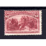 USA: 1893 COLUMBUS $2 UNUSED, RE-GUMMED,