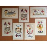 WW1 EMBROIDED SILKS, MAINLY REGIMENTAL BADGES WITH SUFFOLK, ROYAL NAVY, A.O.C.