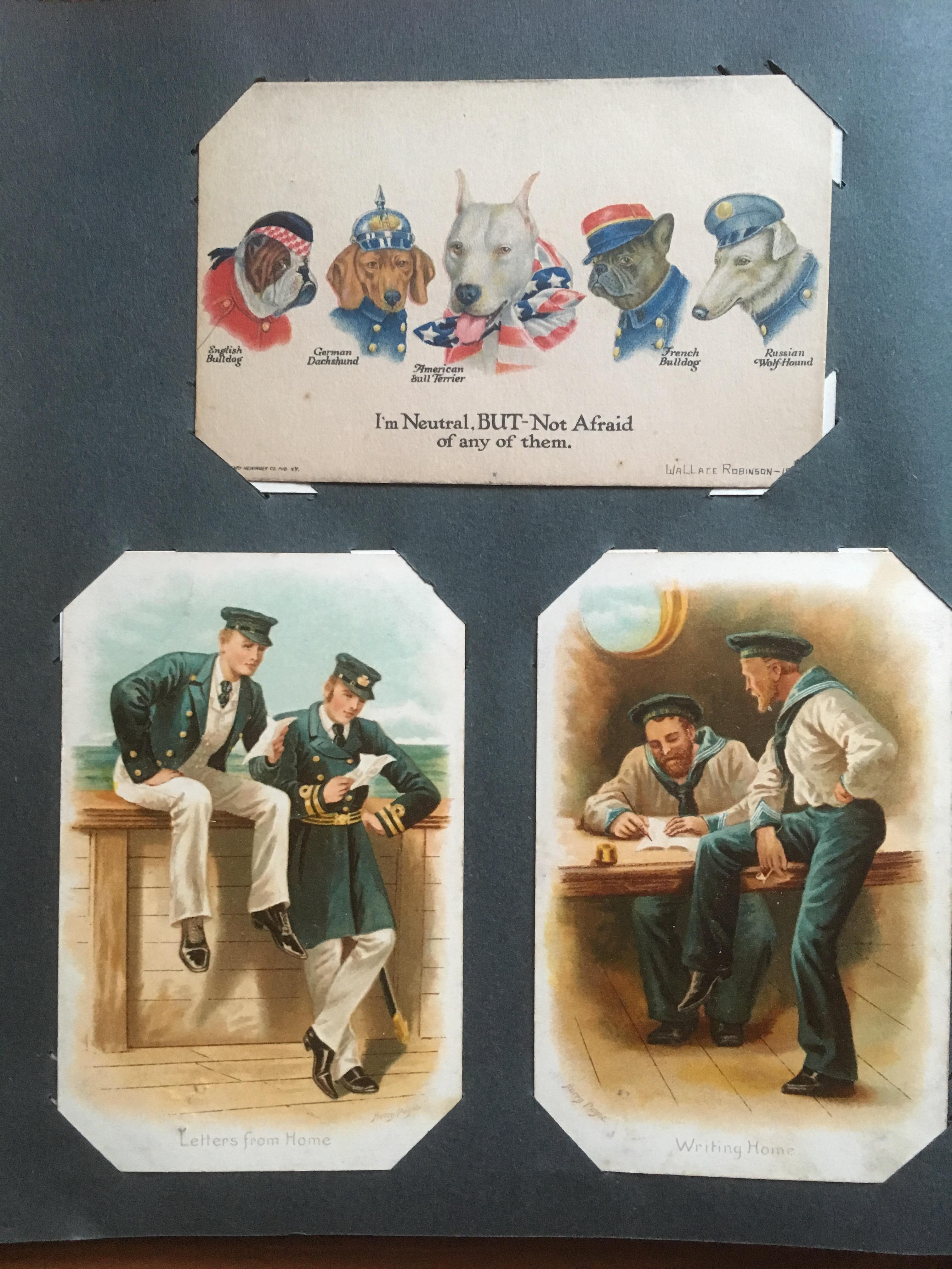 CORNER SLOT ALBUM OF MILITARY POSTCARDS, ARTISTS WITH HARRY PAYNE, MUCH WW1 WITH COMIC, SENTIMENT, - Image 3 of 19