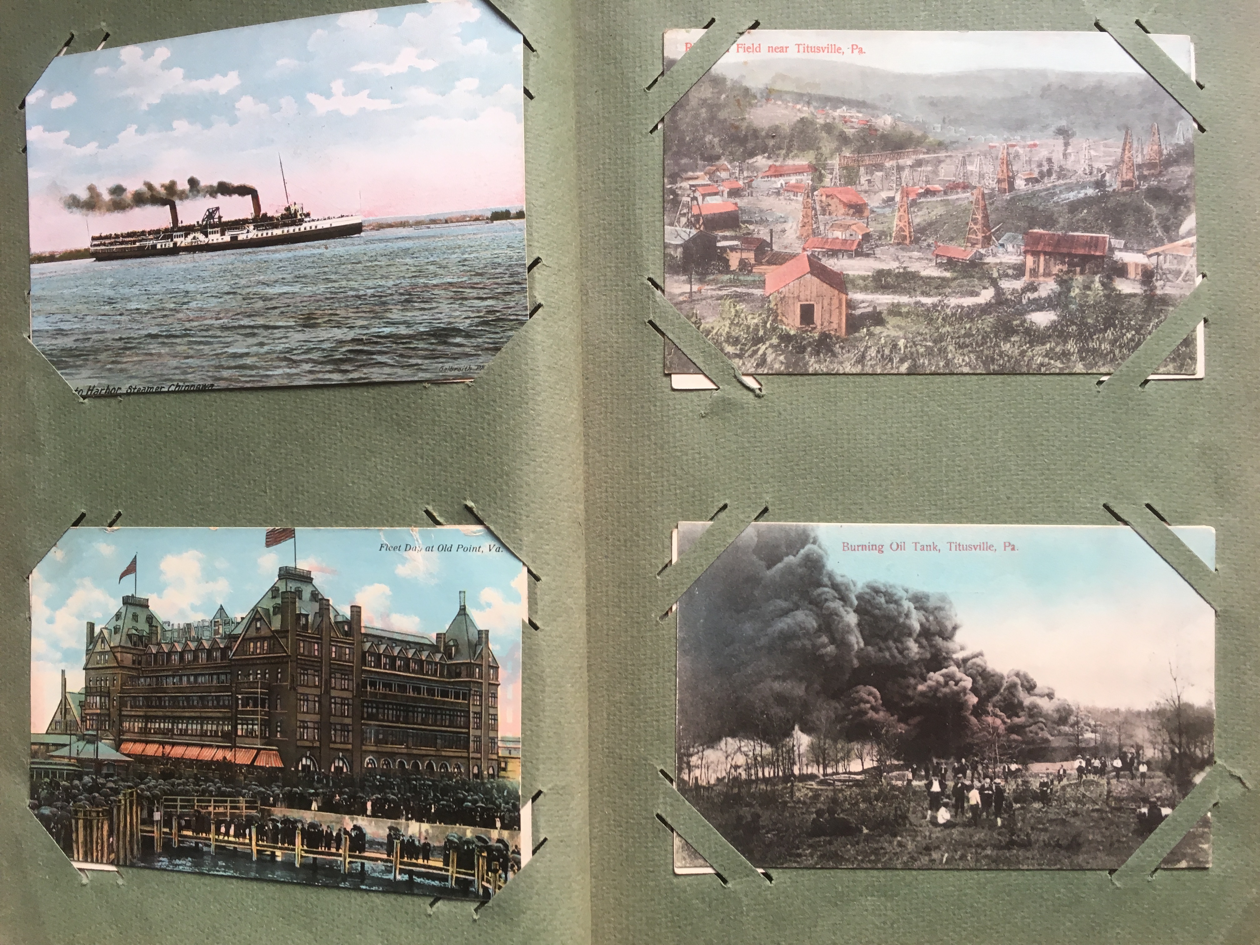 CORNER SLOT ALBUM WITH USA OR CANADA POSTCARDS, CLEVELAND, TITUSVILLE OILFIELDS, WAUPUCA RP (2), - Image 2 of 8