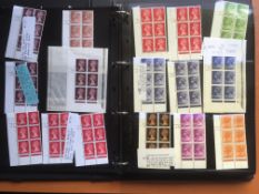 GB: BINDER WITH A COLLECTION MINT MACHIN CYLINDER BLOCKS, VALUES TO 50p WITH PRINTERS,