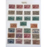 USA: 1893 COLUMBUS MINT OR UNUSED SELECTION ON LEAVES, 1c (9), 2c (11), 3c (6), 4c (6), 5c (7),