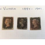 GB: 1840-1900 QV MAINLY USED COLLECTION IN AN ALBUM, 1d BLACKS (3), 2d BLUE (3 MARGINS),