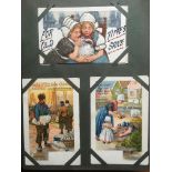 CORNER SLOT ALBUM MIXED SUBJECT POSTCARDS, BENSDORP COCOA ADVERTS (6), COMIC, CHILDREN, ATTWELL,