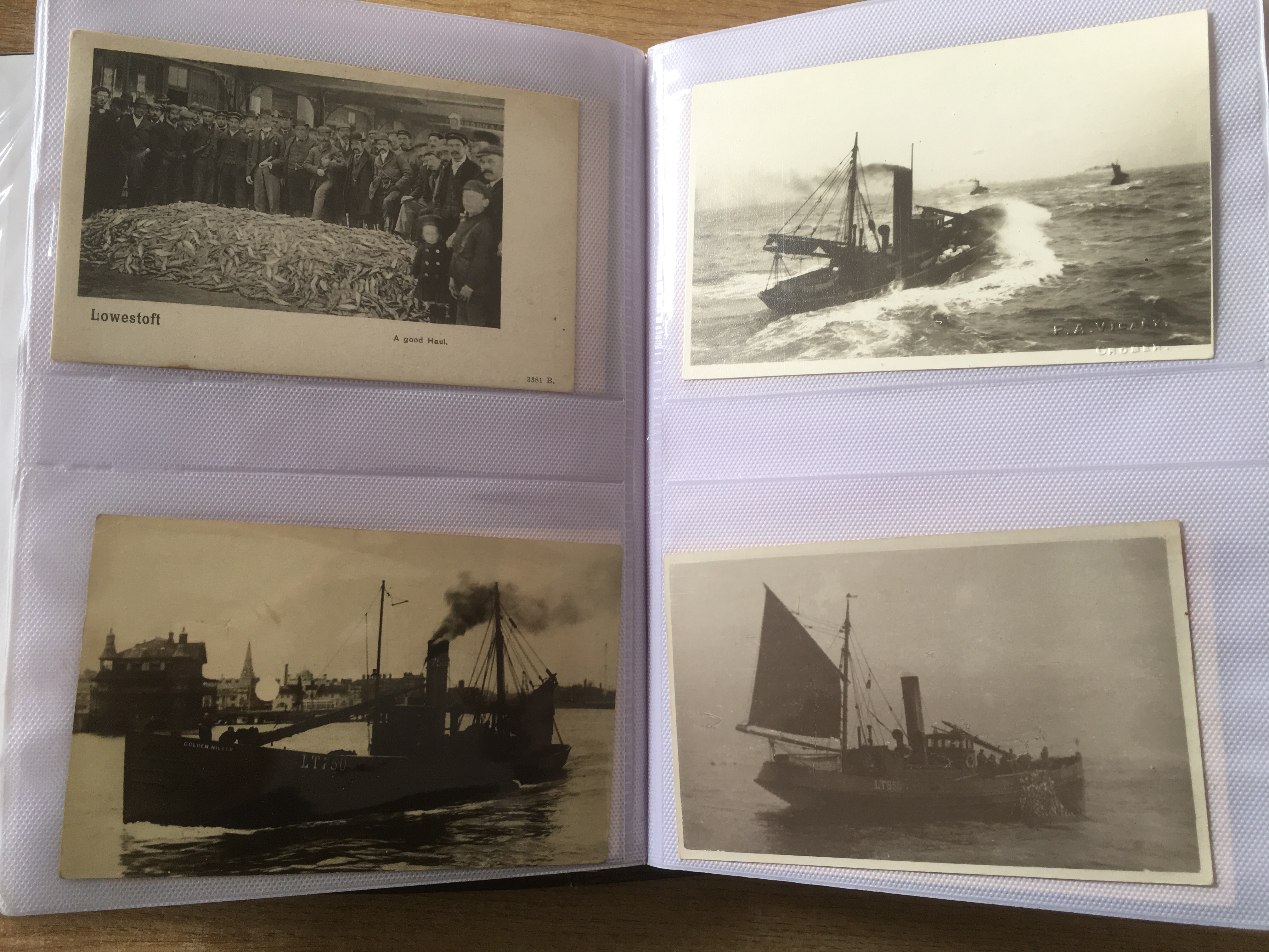 SUFFOLK: ALBUM WITH A COLLECTION OF LOWESTOFT FISHING INDUSTRY POSTCARDS, HARBOUR, TRAWLERS, - Image 6 of 7