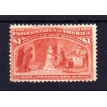 USA: 1893 COLUMBUS $1 UNUSED, RE-GUMMED,