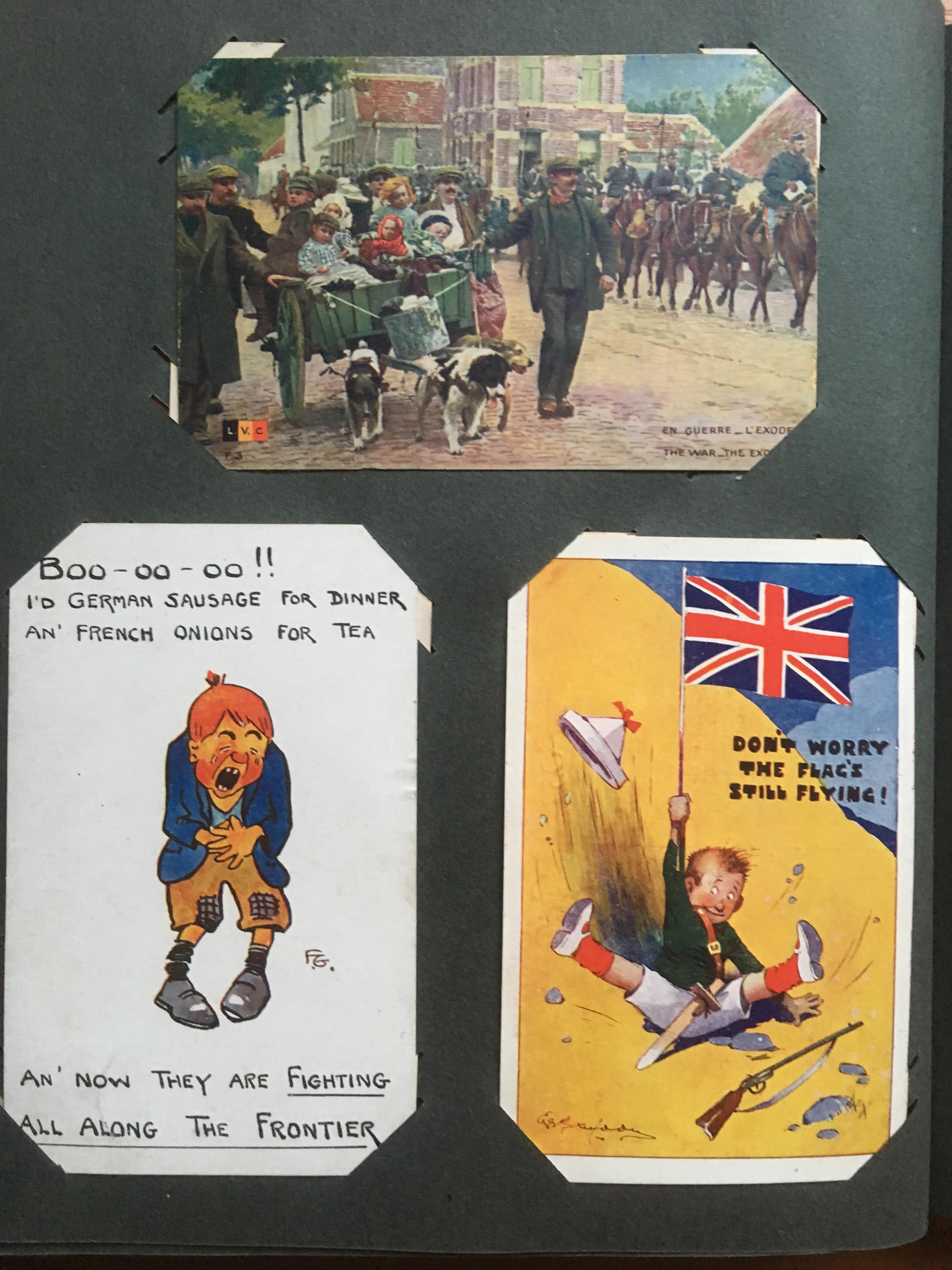 CORNER SLOT ALBUM OF MILITARY POSTCARDS, ARTISTS WITH HARRY PAYNE, MUCH WW1 WITH COMIC, SENTIMENT, - Image 15 of 19