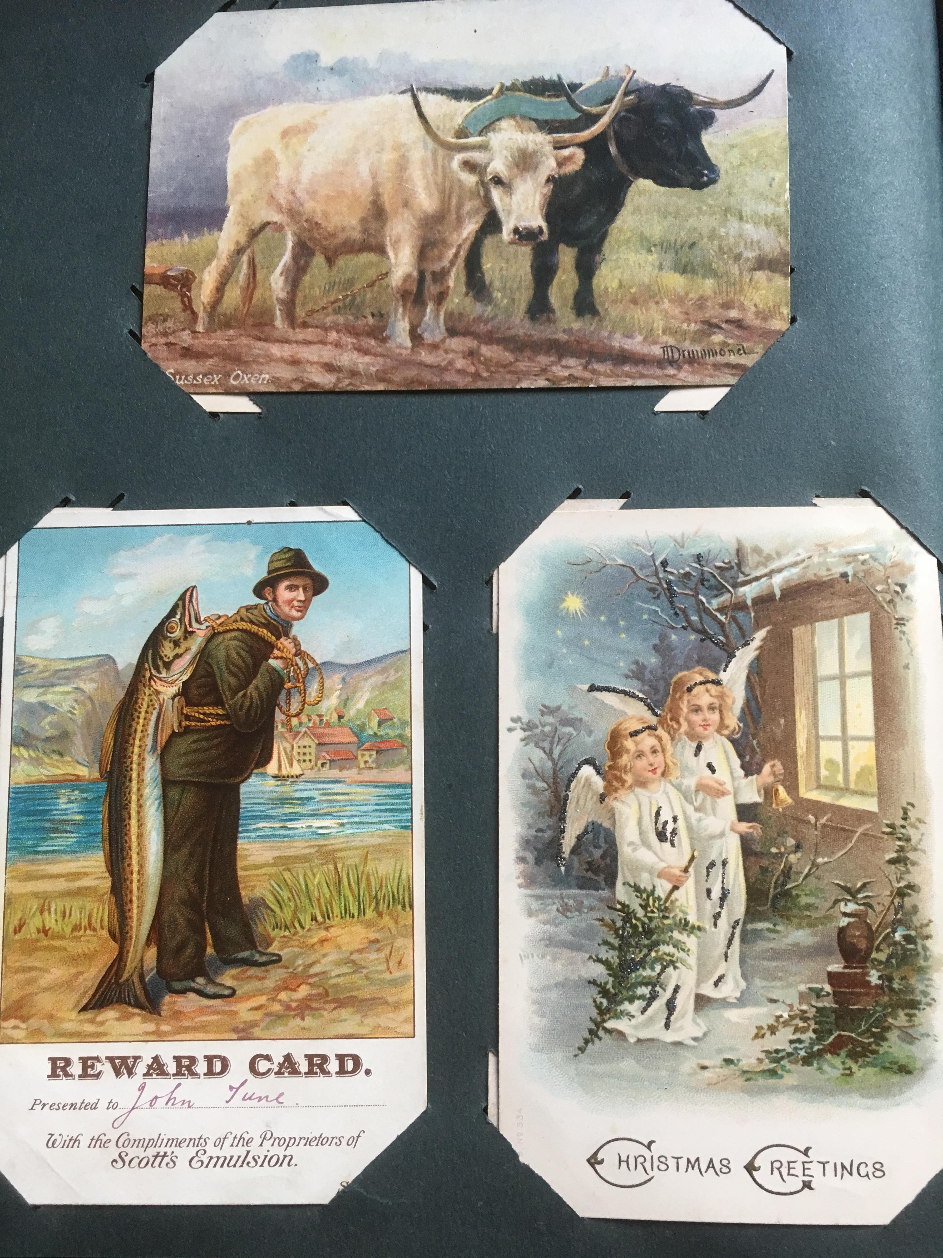 CORNER SLOT ALBUM OF MIXED SUBJECTS POSTCARDS, COMIC, ARQ, RURAL, ADVERTISING, VALENTINES, WW1, - Image 4 of 8