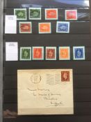 GB: LARGE STOCKBOOK WITH KG6 MINT AND USED COLLECTION, WATERMARK VARIETIES, COVERS AND CARDS,