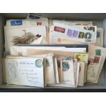 GB: FILE BOX QV TO MODERN COVERS, CARDS INCLUDING c1900-05 COMMERCIAL ITEMS WITH PERFINS,