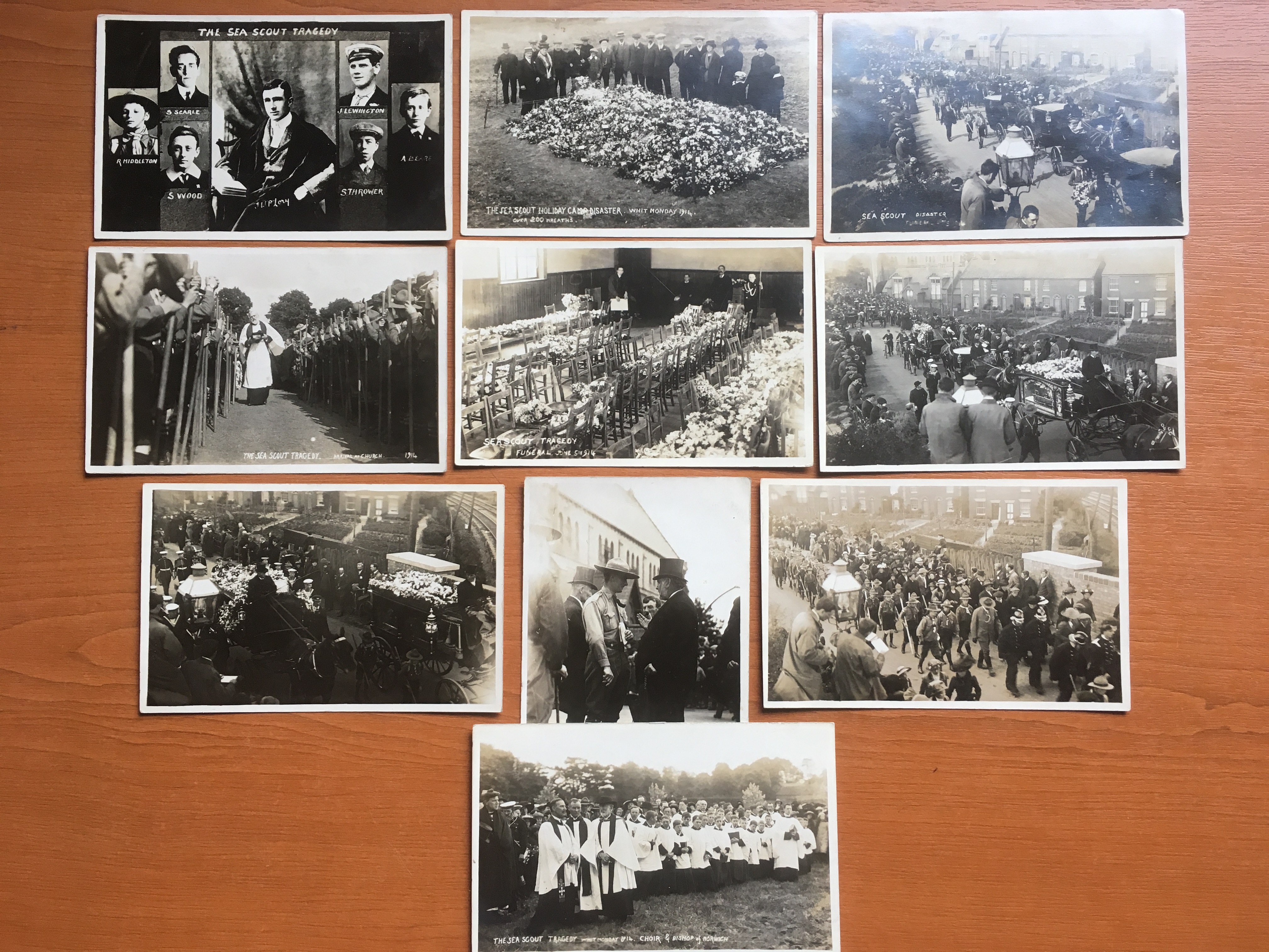 SUFFOLK: A COLLECTION OF RP POSTCARDS SHOWING THE SEA SCOUT TRAGEDY AT CARLTON COLVILLE,