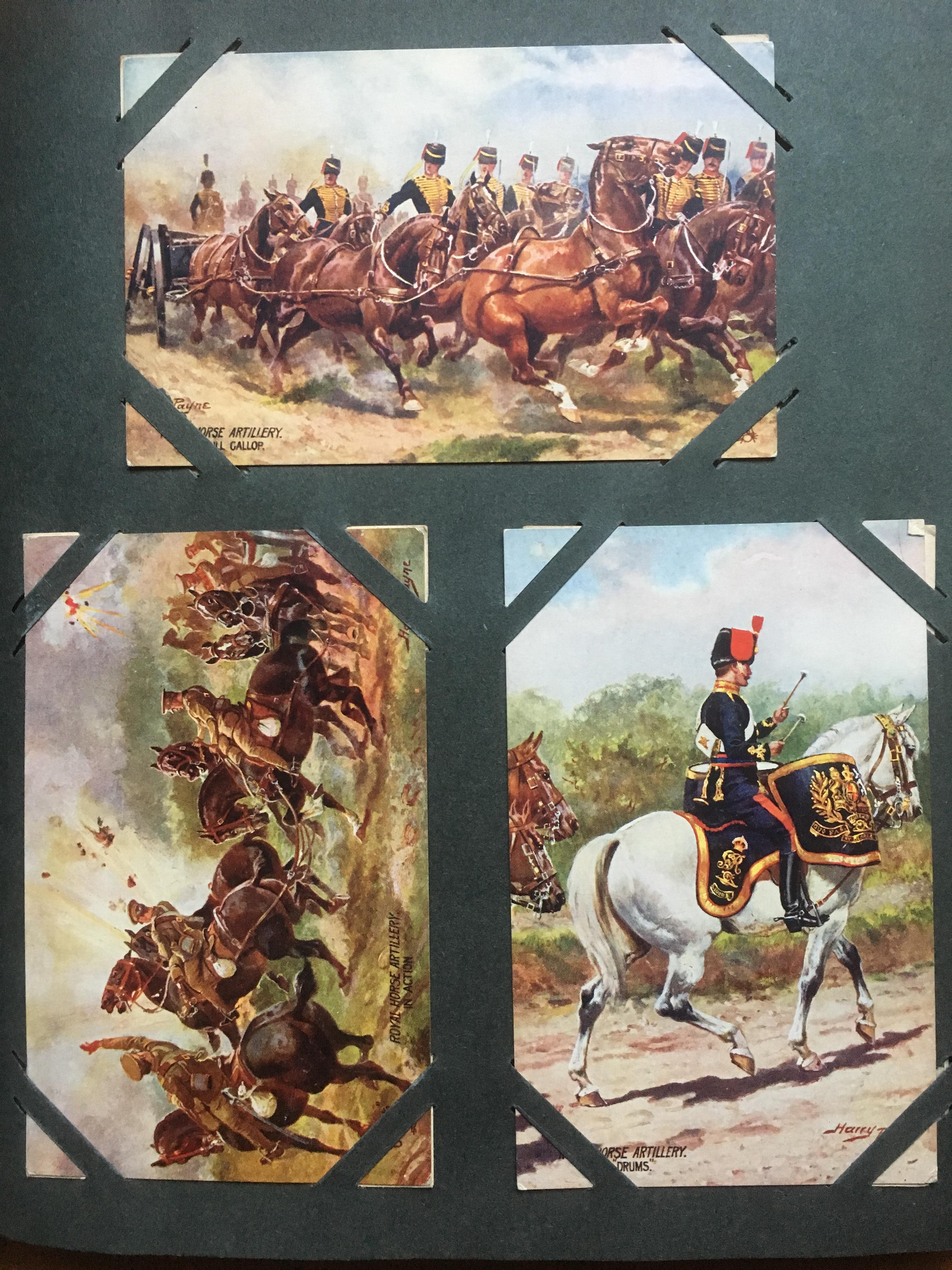 CORNER SLOT ALBUM OF MILITARY POSTCARDS, ARTISTS WITH HARRY PAYNE, MUCH WW1 WITH COMIC, SENTIMENT, - Image 9 of 19