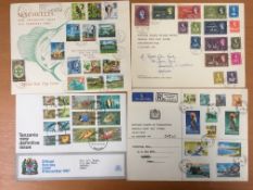 FILE BOX KUT FIRST DAY COVERS, PARCEL CLIPPINGS, SEVERAL DEFINITIVE SETS, TANZANIA 1965 PACK,