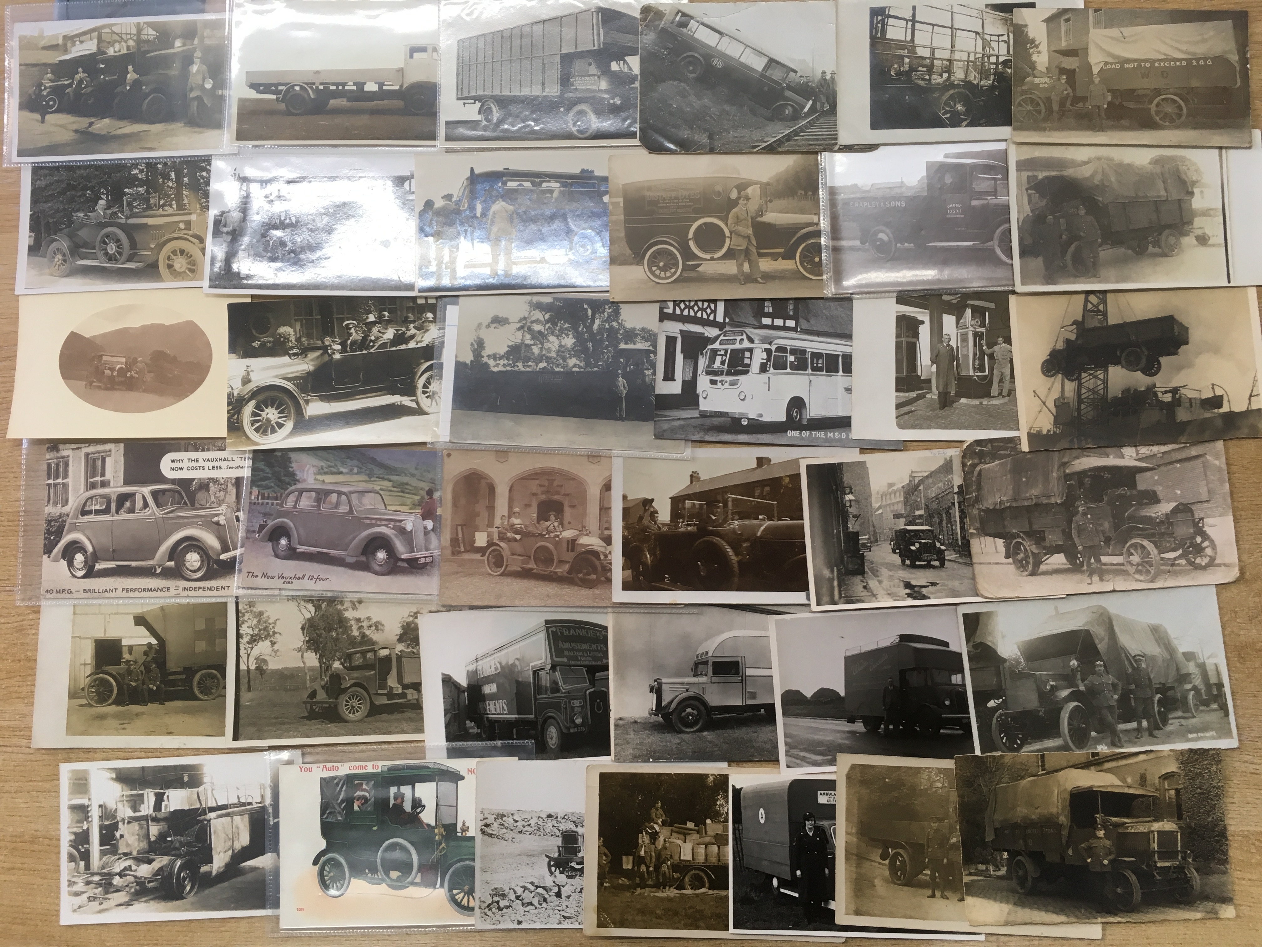 MIXED MOTOR TRANSPORT POSTCARDS, CARS, LORRIES, DELIVERY VEHICLES, A FEW MILITARY, COACHES,