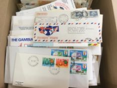 BOX WITH COVERS AND CARDS, 1974 UPU FIRST DAY COVERS, AUSTRIA, KUT, EGYPT,