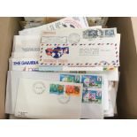 BOX WITH COVERS AND CARDS, 1974 UPU FIRST DAY COVERS, AUSTRIA, KUT, EGYPT,