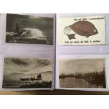 SUFFOLK: ALBUM WITH A COLLECTION OF LOWESTOFT FISHING INDUSTRY POSTCARDS, HARBOUR, TRAWLERS,