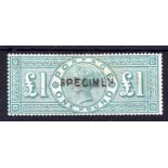 GB: 1891 £1 GREEN PART OG OPT SPECIMEN TYPE 11,