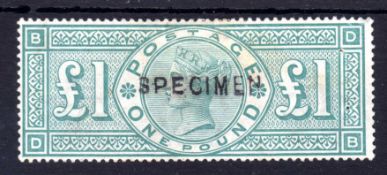 GB: 1891 £1 GREEN PART OG OPT SPECIMEN TYPE 11,
