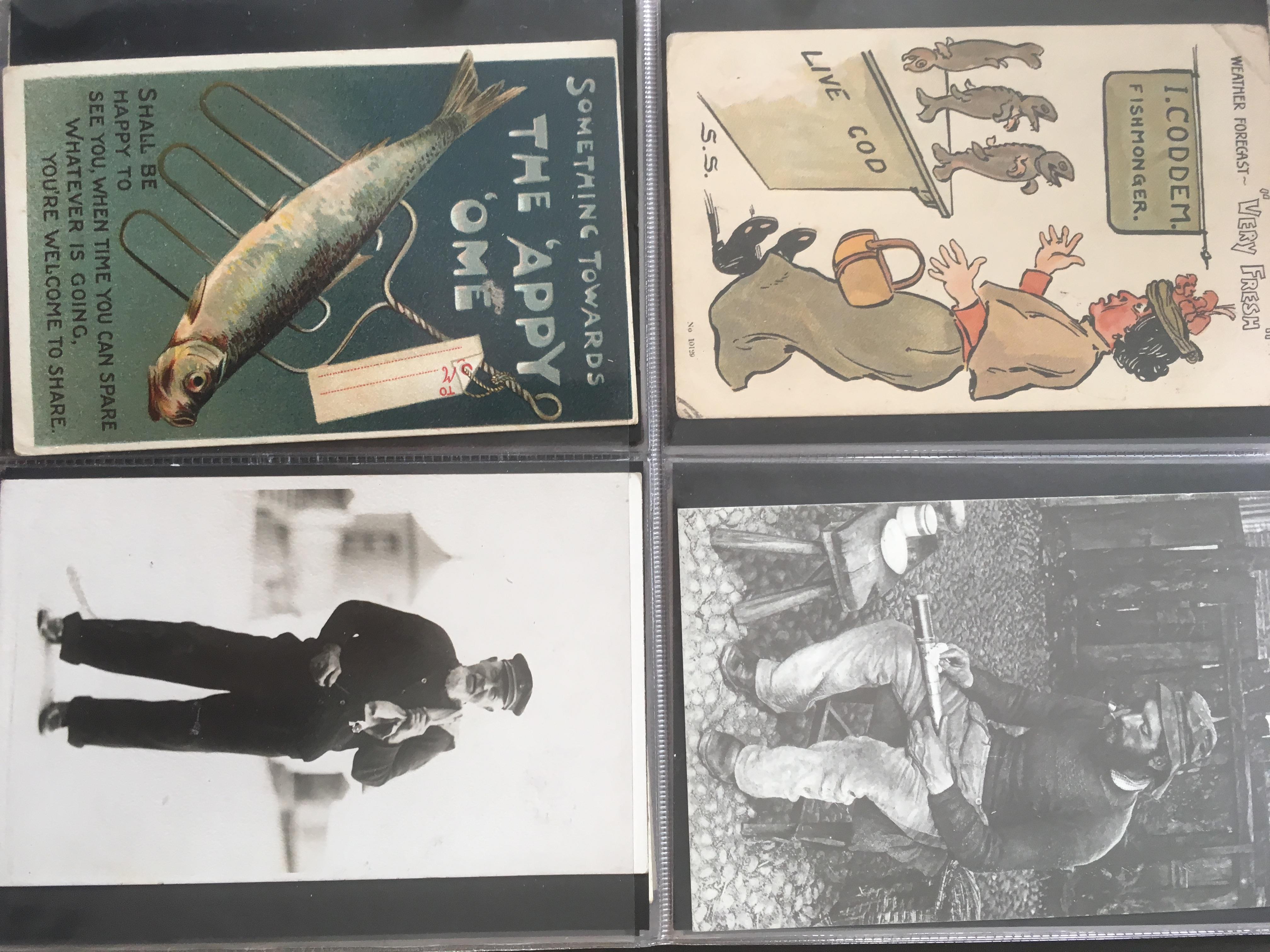 TWO ALBUMS WITH A COLLECTION OF FISHING INDUSTRY POSTCARDS, SOME LOCAL, ALSO SCOTLAND, CORNWALL, - Image 10 of 12
