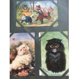 CORNER SLOT ALBUM MIXED SUBJECT POSTCARDS, LOUIS WAIN, ANTI HITLER, RURAL, HARRY PAYNE,