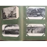 CORNER SLOT ALBUM WITH USA OR CANADA POSTCARDS, CLEVELAND, TITUSVILLE OILFIELDS, WAUPUCA RP (2),