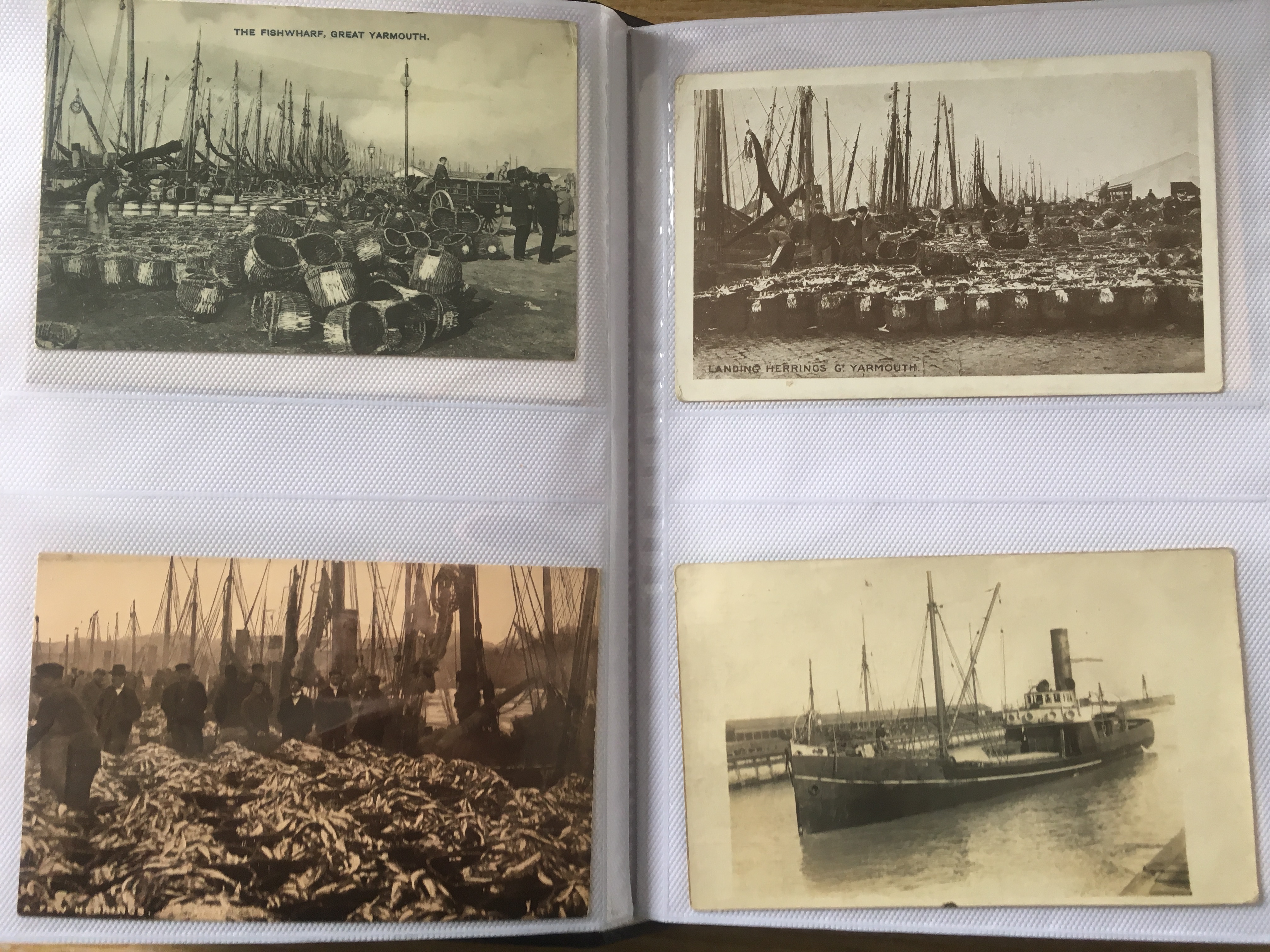 NORFOLK: TWO ALBUMS WITH A COLLECTION OF YARMOUTH AND GORLESTON FISHING INDUSTRY POSTCARDS, HARBOUR, - Image 3 of 12