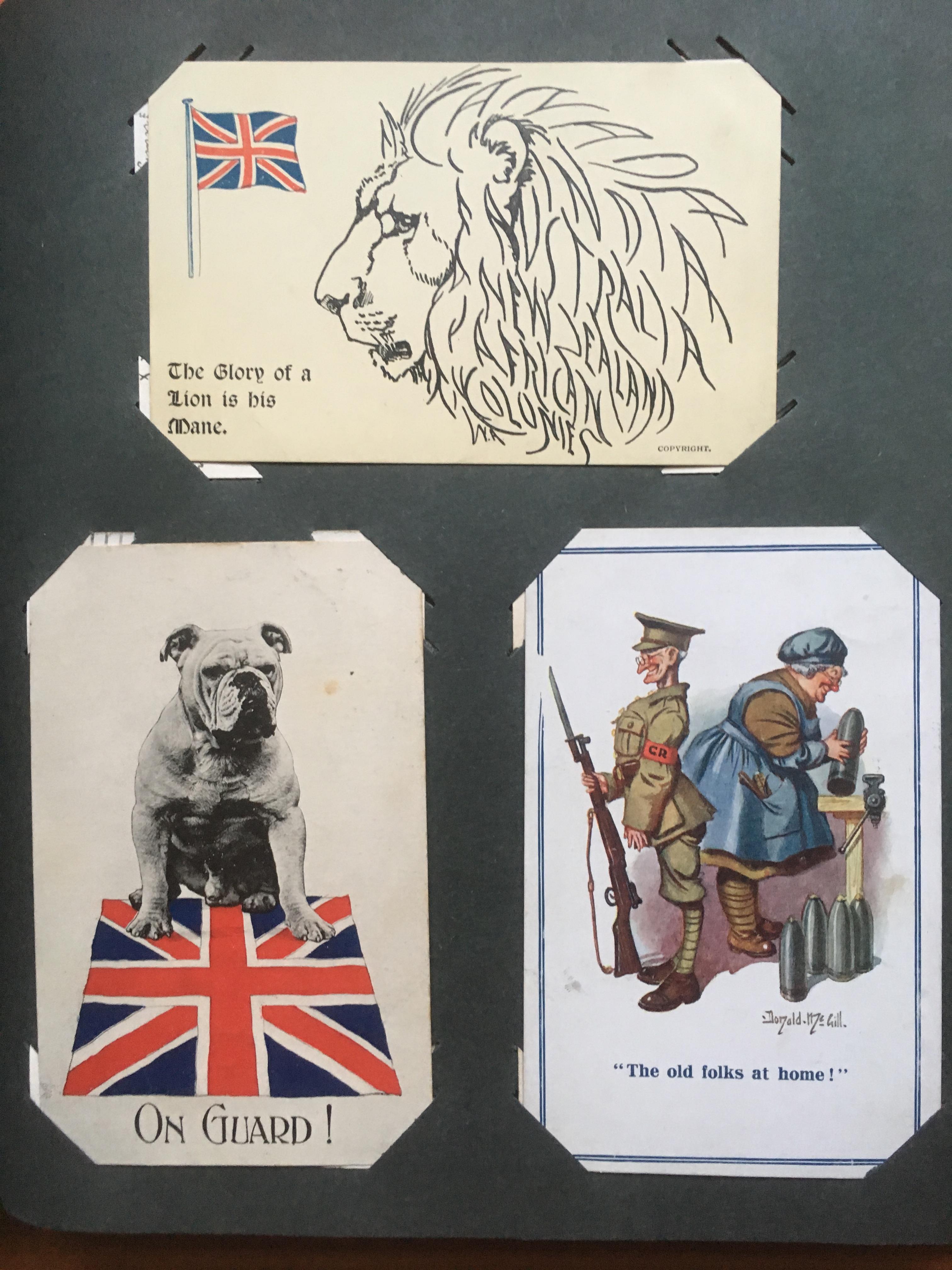 CORNER SLOT ALBUM OF MILITARY POSTCARDS, ARTISTS WITH HARRY PAYNE, MUCH WW1 WITH COMIC, SENTIMENT, - Image 16 of 19