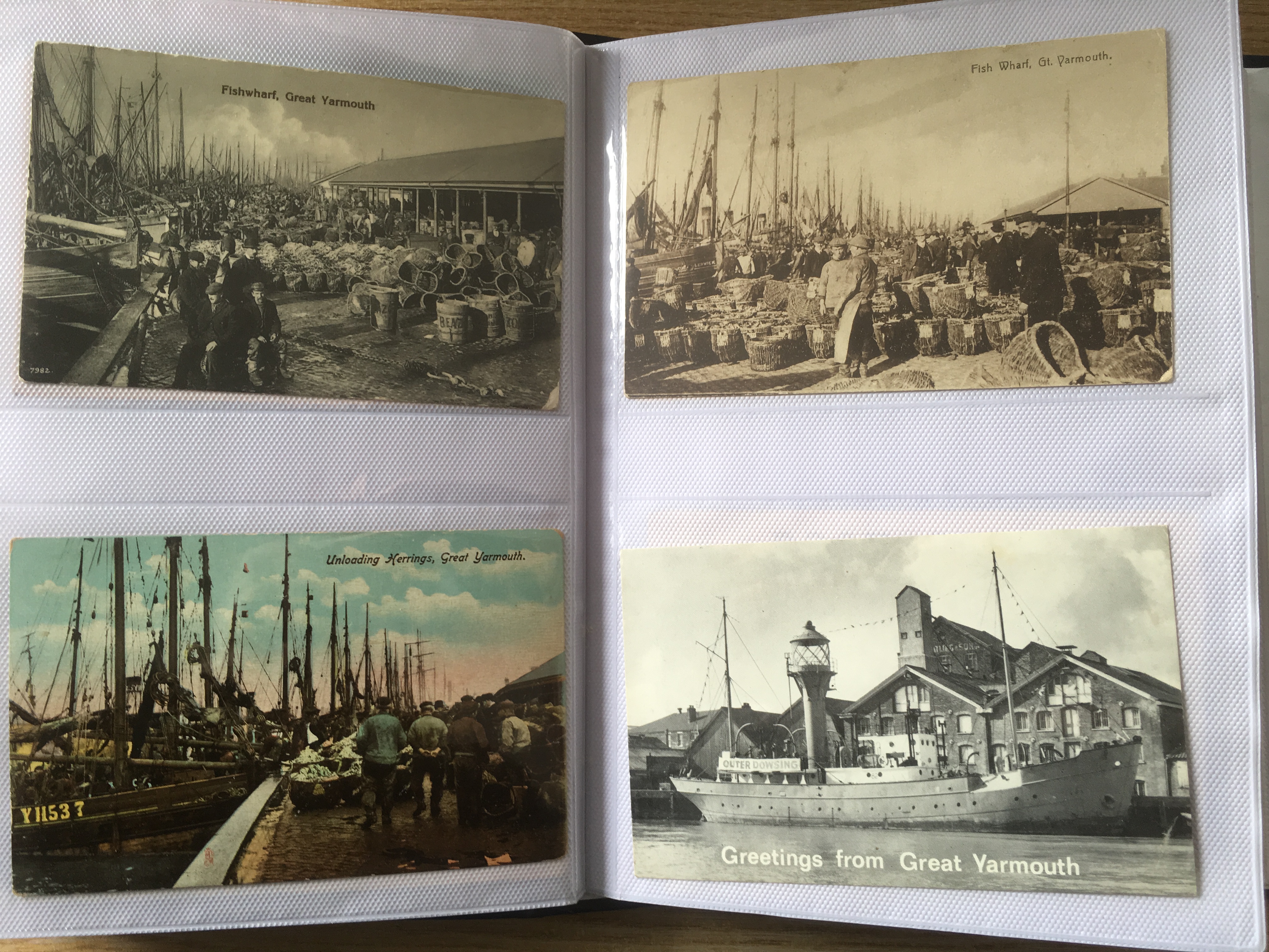 NORFOLK: TWO ALBUMS WITH A COLLECTION OF YARMOUTH AND GORLESTON FISHING INDUSTRY POSTCARDS, HARBOUR, - Image 4 of 12