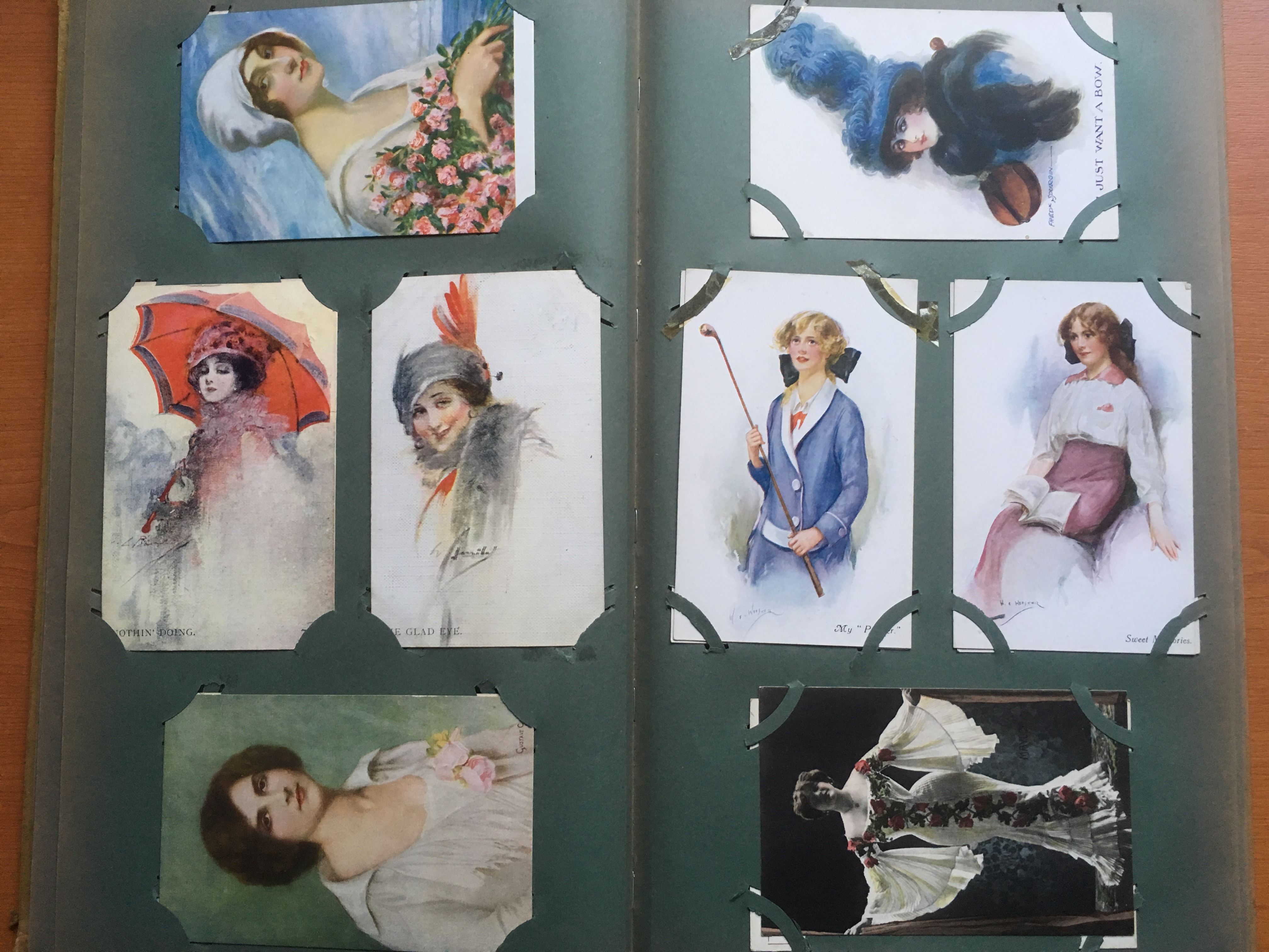 CORNER SLOT ALBUM MIXED SUBJECT POSTCARDS, GLAMOUR, ROMANCE, ARTISTS INCLUDING BARRIBAL, SAGER, - Image 7 of 10
