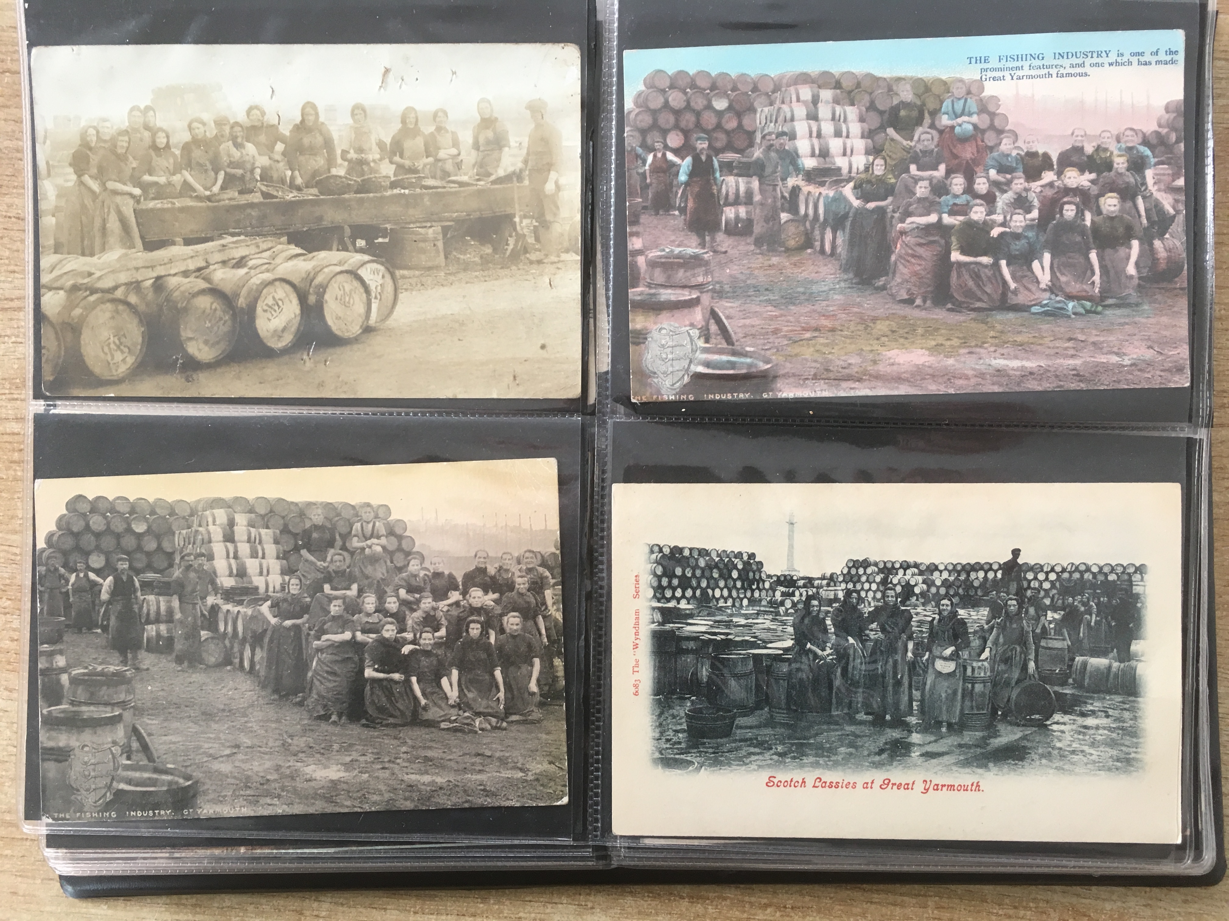 NORFOLK: ALBUM WITH A COLLECTION YARMOUTH AND GORLESTON FISHING INDUSTRY POSTCARDS,