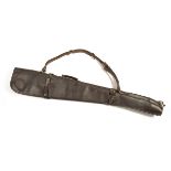 A LEATHER FLEECE-LINED DOUBLE GUNSLIP, measuring approx. 49in., with leather shoulder strap and