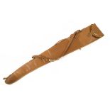BRADLEYS A NEW AND UNUSED TAN LEATHER FLEECE-LINED SINGLE GUNSLIP, with leather shoulder strap and