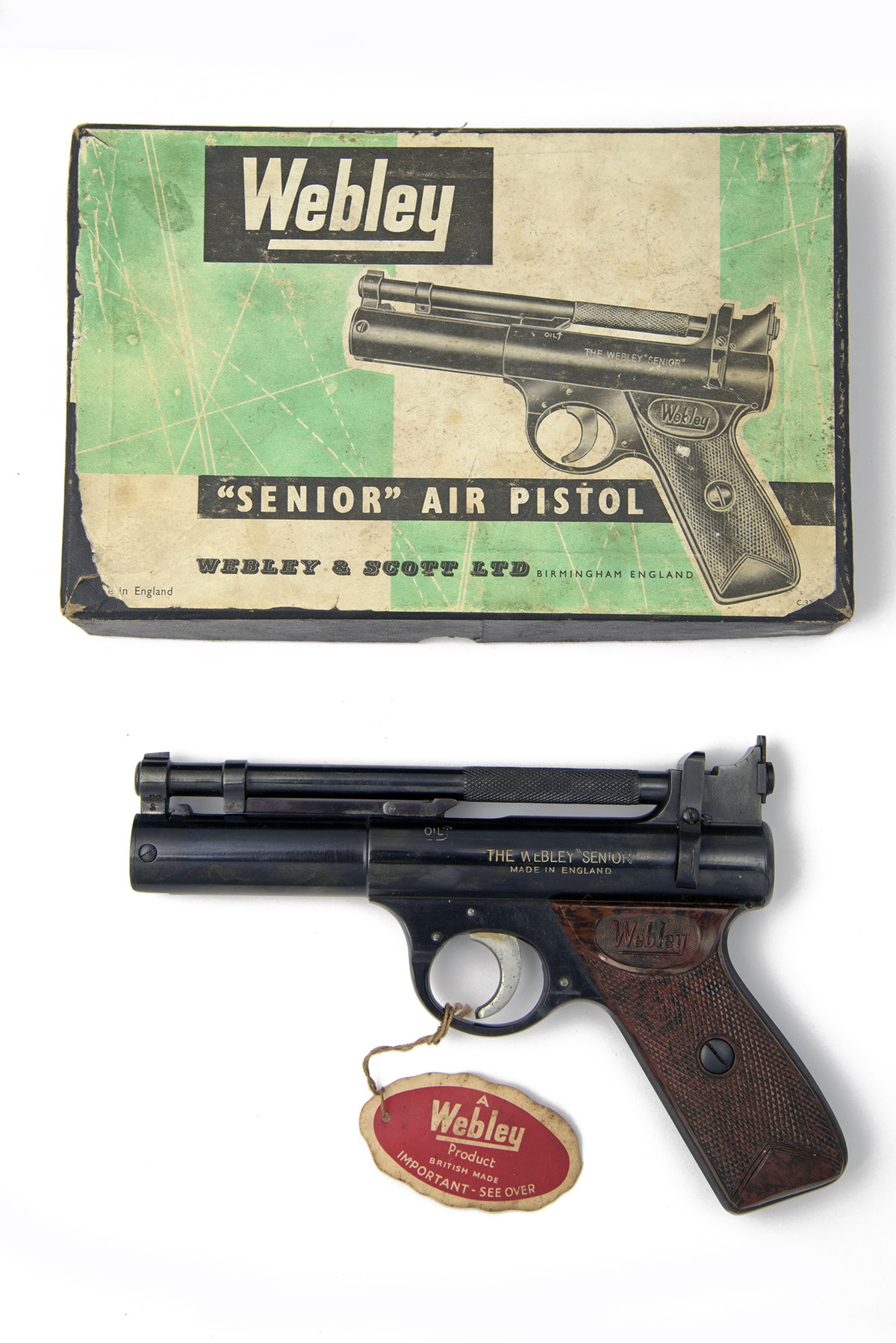 WEBLEY & SCOTT, BIRMINGHAM A BOXED .22 BARREL-COCKING AIR-PISTOL, MODEL 'SENIOR', batch no. 1068,