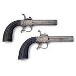 GOSSET PARIS AN UNUSUAL PAIR OF PERCUSSION 150-BORE OVER-UNDER OVERCOAT PISTOLS WITH SELECTIVE