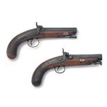 SMITH, LONDON A COMPOSED PAIR OF PERCUSSION HEAVY OVERCOAT PISTOLS, no visible serial numbers, circa