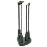A WALL-THICKNESS GAUGE, with steel base, three upright prongs suitable for 12-bore, 20-bore and .410