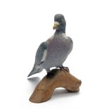 MIKE WOOD A FINE HAND CARVED AND PAINTED PIGEON, measuring approx. 12in. x 10in. x 12in., signed '