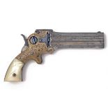 WM. W. MARSTON, USA AN EXTREMELY RARE .32 RIMFIRE THREE-SHOT PISTOL, MODEL '4IN. ENGRAVED