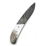 HOLLAND & HOLLAND A DAMASCUS STEEL AND MOTHER OF PEARL DAMASCUS FOLDING KNIFE, with 2 1/2in.